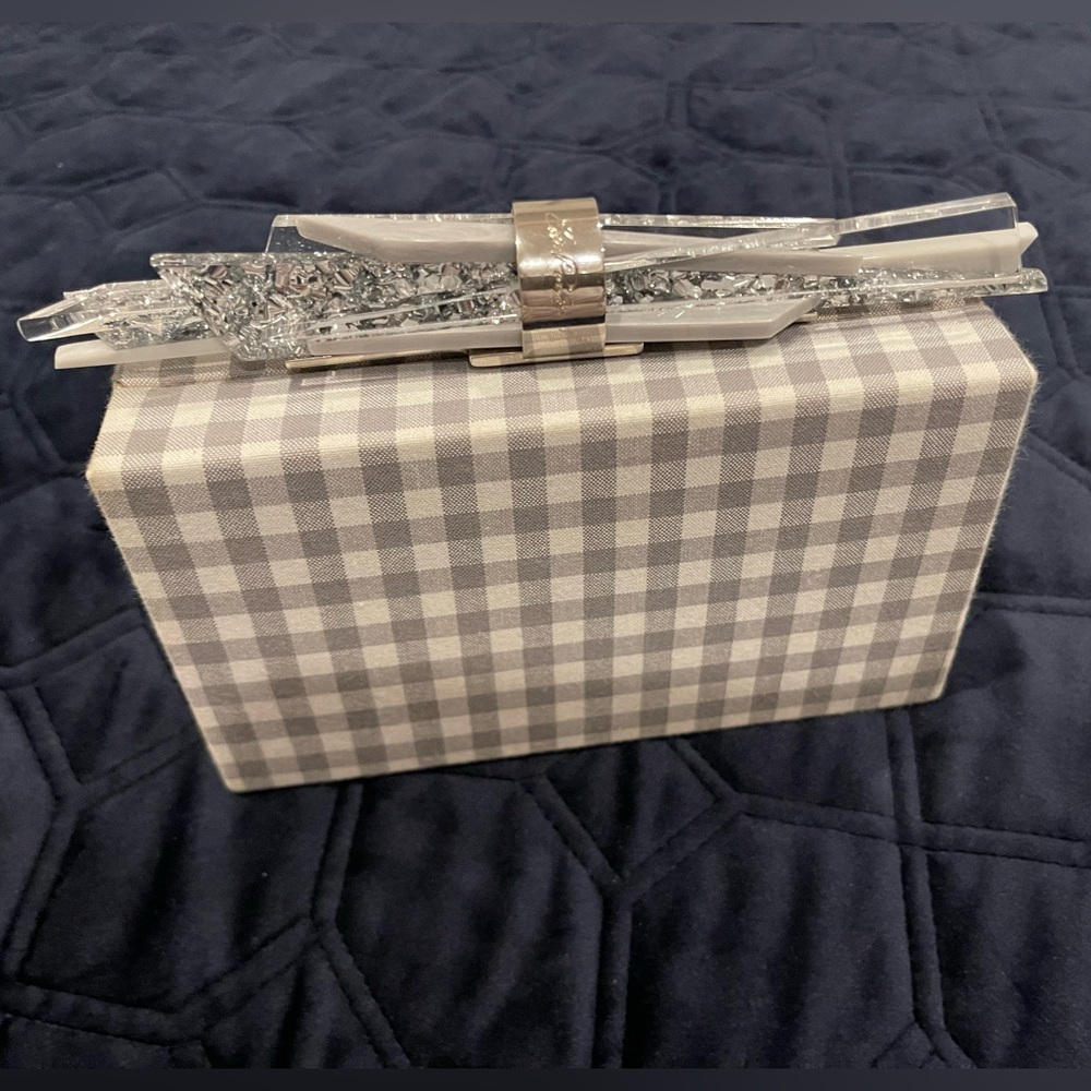 Edie Parker Gray/ Silver and White Clutch
